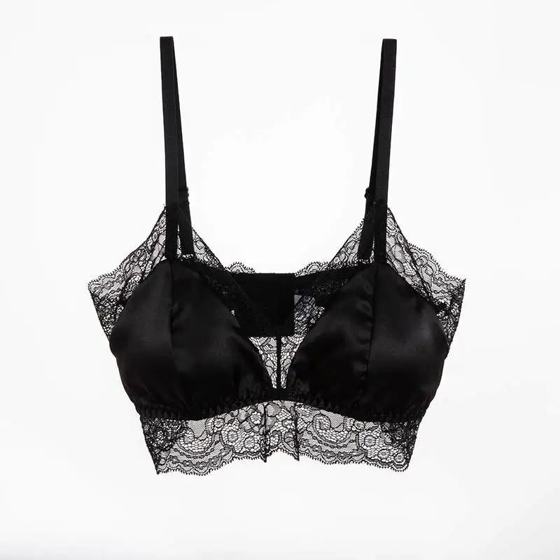 French 100% Mulberry Silk Bra Underwear Sexy Lace Spring and Summer Padded Wireless Seamless Female Everyday