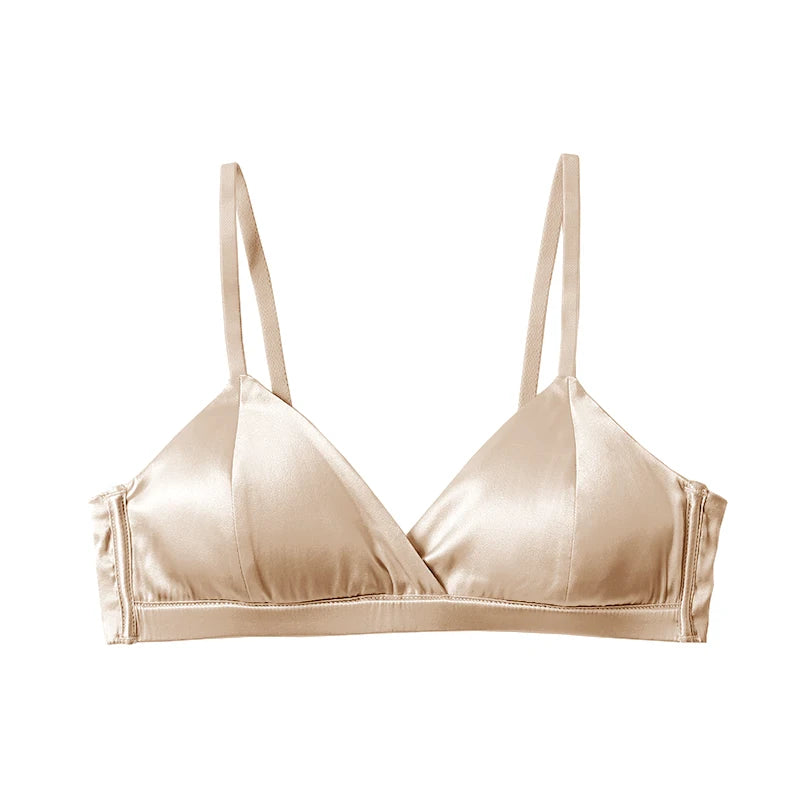Brand Real Mulberry Silk Bra for Women Wireless Seamless Brassiere Padded Sexy Lingerie Ladies Underwear Push up Soft Healthy