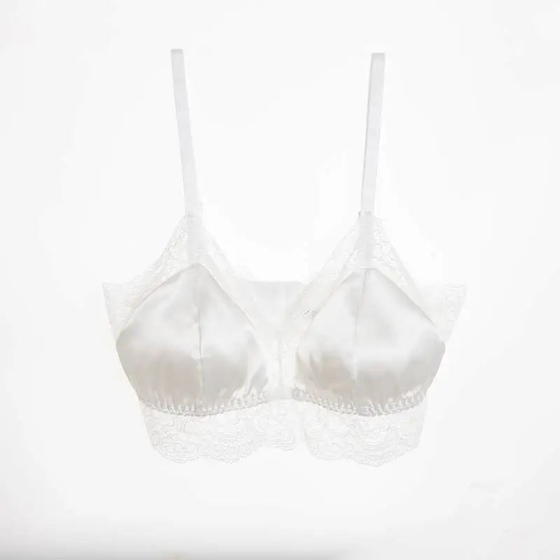 French 100% Mulberry Silk Bra Underwear Sexy Lace Spring and Summer Padded Wireless Seamless Female Everyday