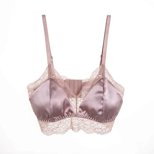 French 100% Mulberry Silk Bra Underwear Sexy Lace Spring and Summer Padded Wireless Seamless Female Everyday